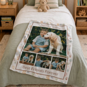Best Friends Forever Pet Photo Name Fleece Blanket