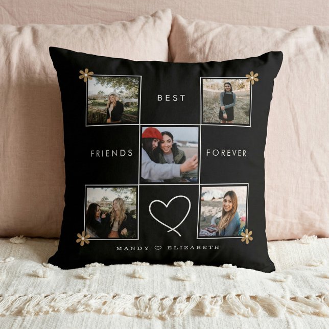 Best Friends Forever Photo Collage BFF Keepsake Cushion (Best Friends Forever Photo Collage BFF Keepsake Throw Pillow)