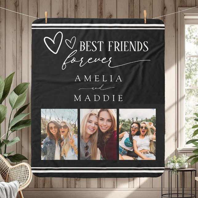 Best Friends Forever Photo Collage Black  Sherpa Blanket (Best Friends Forever Photo Collage Black and White Sherpa Blanket)