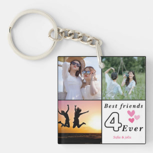 Best Friends Forever Photo Collage– Custom 3-Photo Key Ring