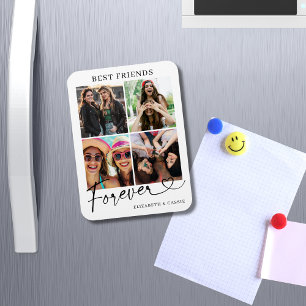 Best Friends Forever Photo Collage Heart Script Magnet