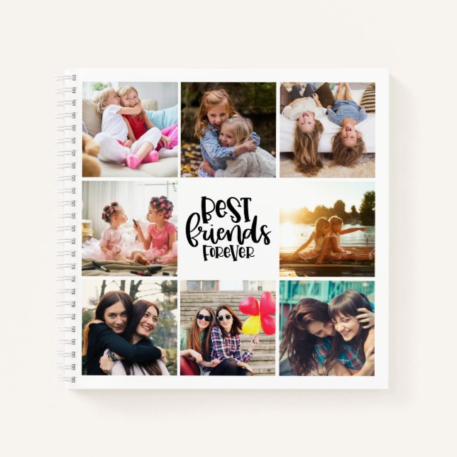 Best Friends Forever Photo Collage Typgraphy Notebook (Front)