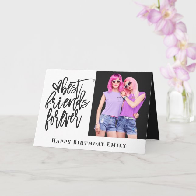 Best Friends Forever Photo Grey happy Birthday Card (Orchid)