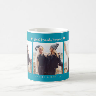 Best Friends Forever Photo Multi Photo Aqua Peach Coffee Mug