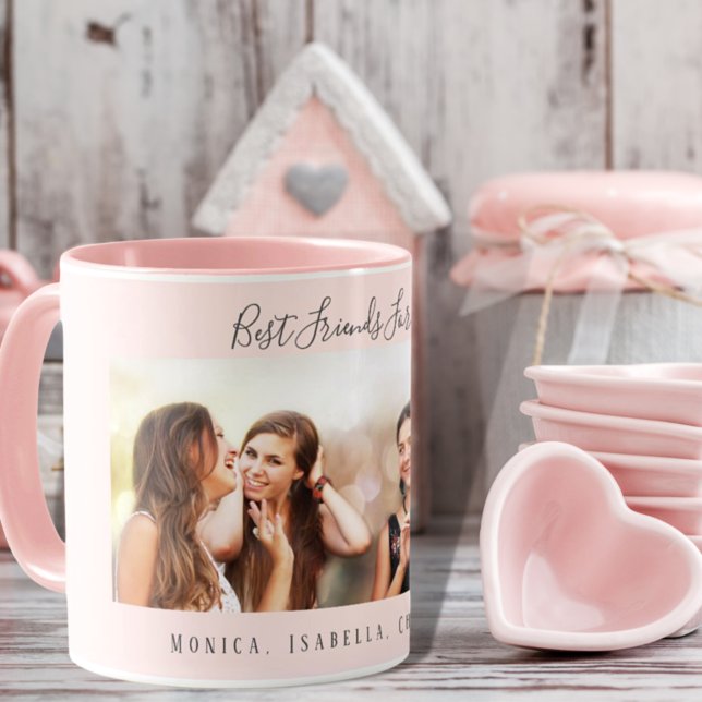 Best friends forever photo names blush pink mug (Creator Uploaded)