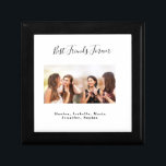 Best friends forever photo names white black gift box<br><div class="desc">A gift for your best friend(s) for a birthday party,  wedding or Christmas. Black text: Best Friends Forever,  written with a trendy hand lettered style script. Personalise and use your own photo and names. A chic white background.</div>