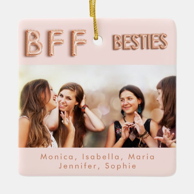 Best friends forever photo rose gold besties BFF  Ceramic Ornament (Front)