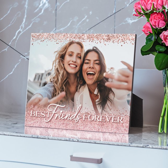 Best Friends Forever Pink Glitter Photo Keepsake Plaque (Best Friends Forever Pink Glitter Photo Keepsake Plaque)