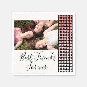 Best Friends Forever Pink Heart Friendship Photo Napkin