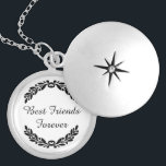 Best Friends Forever Quote Laurel Wreath Crest Silver Plated Necklace<br><div class="desc">Best Friends Forever is written in a pretty script in the centre, and surrounded by an open leafy wreath at the top and bottom. Black on white background. A stylish and memorable momento for your best friend or even for a girlfriend, bride, or bridesmaids or maid of honour in your...</div>