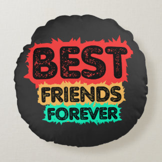 BEST FRIENDS FOREVER RETRO FRIENDS, FRIENDSHIP ROUND CUSHION