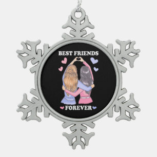 Best Friends Forever Snowflake Pewter Christmas Ornament
