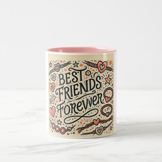 Best Friends Forever Typography Two-Tone Coffee Mug (Center)