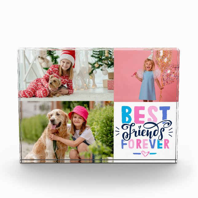 Best Friends Forever White Script  Photo Block (Front)