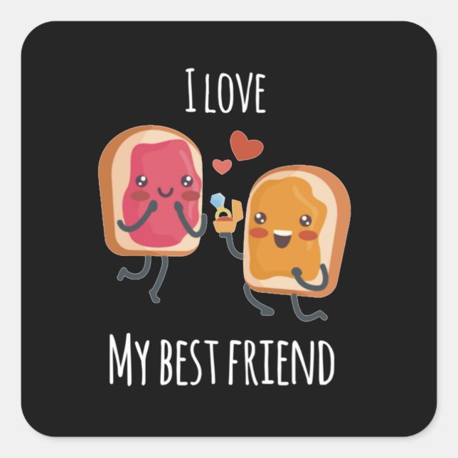 Best Friends Friendship Love Relationship Square Sticker (Front)