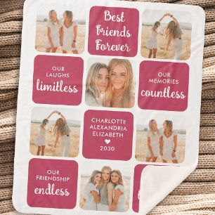 Best Friends Friendship Poem Modern Photo Collage Sherpa Blanket