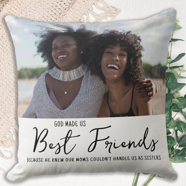 Best Friends Friendship Quote White Photo Cushion (Creator Uploaded)