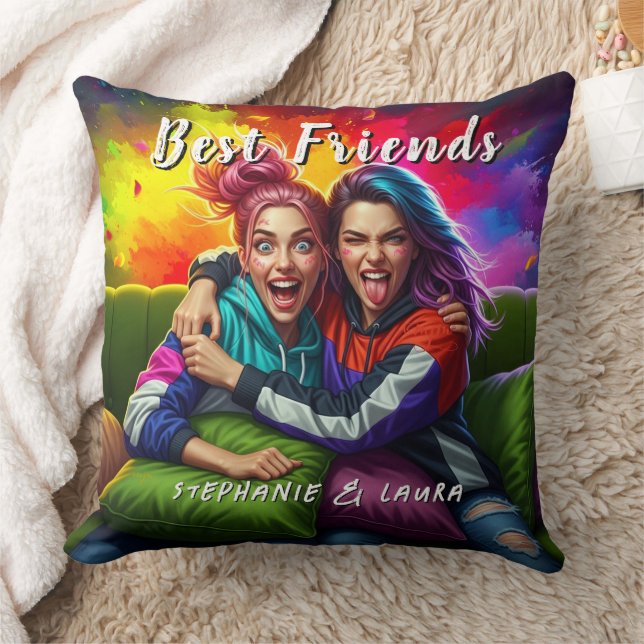 Best Friends Funny Colorful Cushion (Blanket)