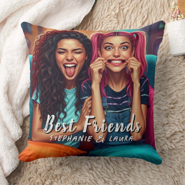 Best Friends Funny Faces  Cushion (Blanket)