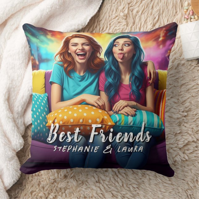 Best Friends Funny Sisters Cushion (Blanket)