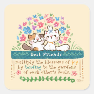 Best Friends’ Gardens - Paisley & Mignon Cats Square Sticker