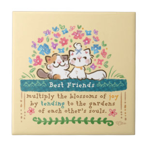 Best Friends’ Gardens - Paisley & Mignon Cats Tile