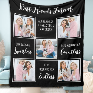 Best Friends Gift Friendship Poem Custom 5 Photo Fleece Blanket