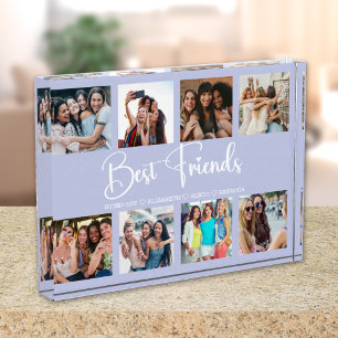 Best Friends Gift Modern Photo Collage Purple Block