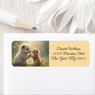 Best friends, give me five - cute puppy and kitty