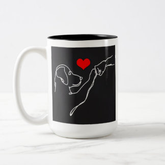 Best Friends Hand and Dog Line Art Pullover Two-Tone Coffee Mug
