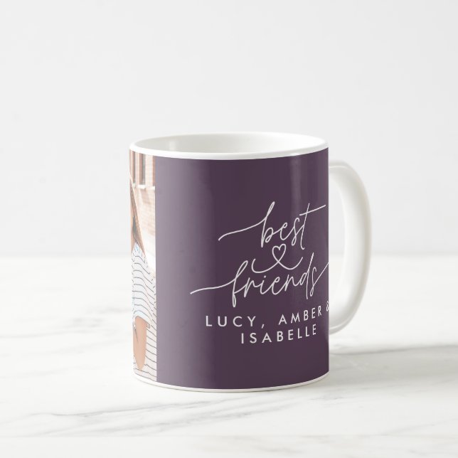 Best friends heart script photo elegant purple coffee mug (Front Right)