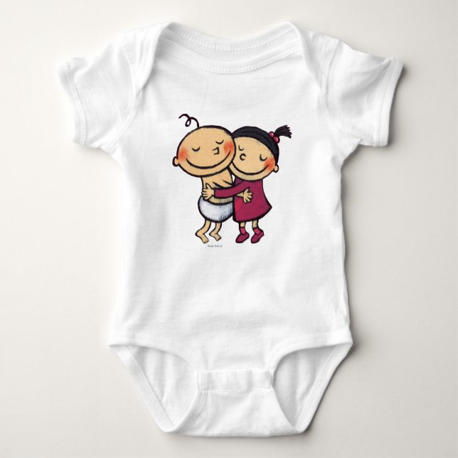 Best Friends Hugging Baby Bodysuit (Front)