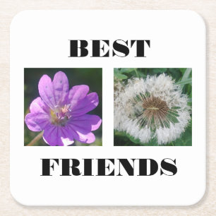 Best Friends Image Template Square Paper Coaster