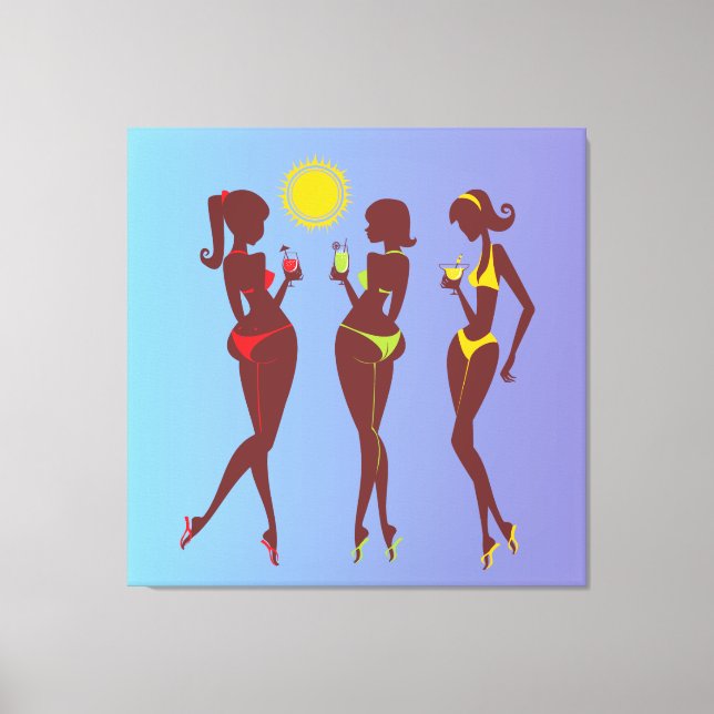 Best Friends in Bikinis Wrapped Canvas (Front)