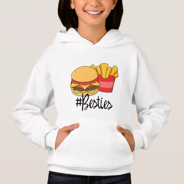 Best Friends Kids Hoodie Hamburger Fries Besties (Front)