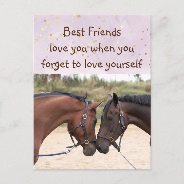 Best Friends Love Horses Love you Inspirational  Postcard (Front)