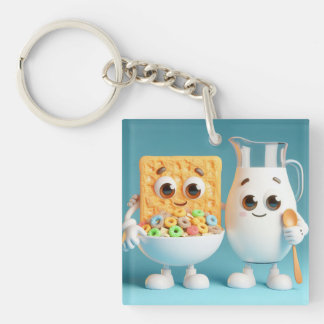 Best friends - milk and cereals 3d illustration key ring