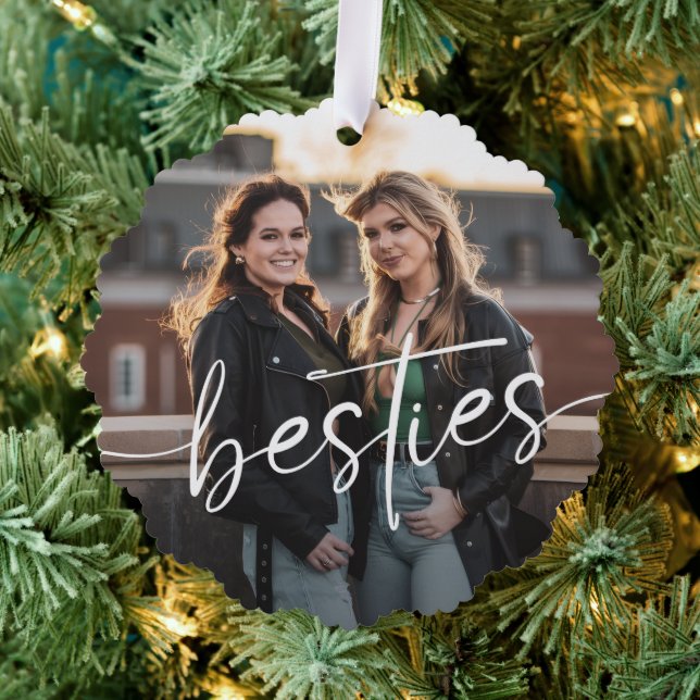 Best Friends Minimalist Bestie Photo  Tree Decoration Card (Insitu (Tree))
