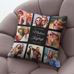 BEST FRIENDS Modern Chic Instagram Photo Collage Cushion