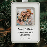 Best Friends Modern Photo Collage | BFF Christmas Silver Plated Framed Ornament<br><div class="desc">Best friends modern photo Christmas ornament, </div>