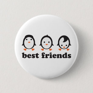 best friends - penguins 6 cm round badge