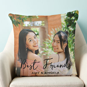 Best Friends Personalised Modern Friendship Photo Cushion