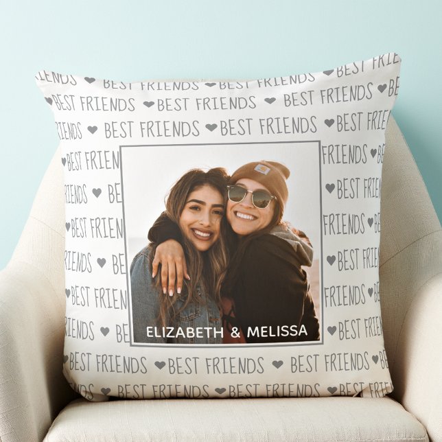 Best Friends Personalised Photo Name Cushion (Creator Uploaded)