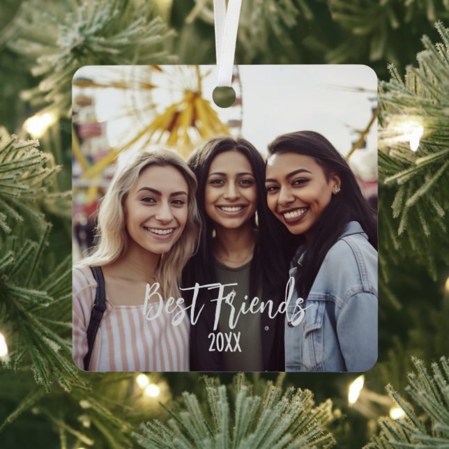 Best Friends Photo BFF Holiday Christmas Metal Tree Decoration (Insitu)
