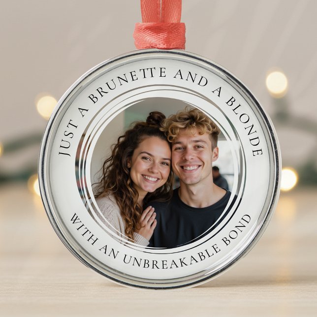 Best Friends Photo Brunette Blonde Metal Tree Decoration (Creator Uploaded)