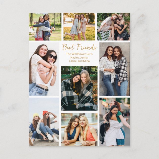 Best Friends Photo Collage Cute Personalised Postcard (Front)