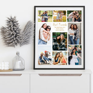 Best Friends Photo Collage Cute Personalised Poster