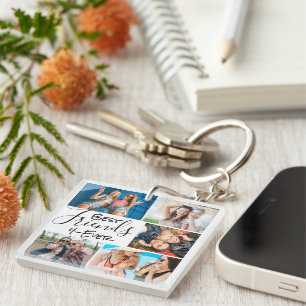 Best Friends Photo Collage Cute Script Key Ring