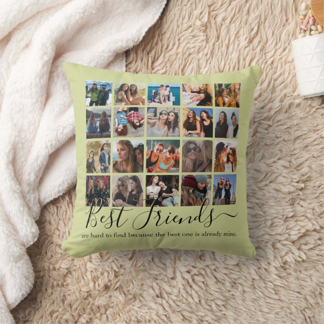 Best Friends Photo Collage Green Cushion (Blanket)