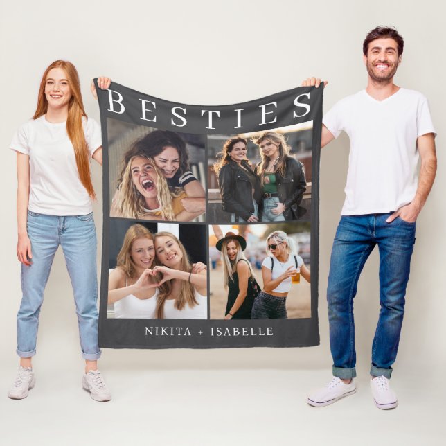 Best Friends Photo Collage Keepsake Fleece Blanket (In Situ)
